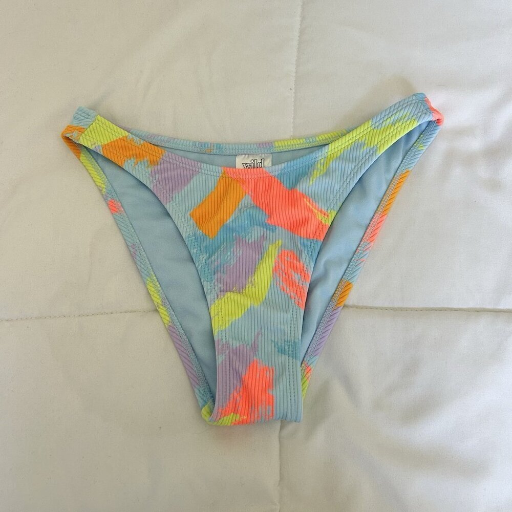Wild Fable Paint Splat Blue Bikini Bottom Swimsuit Womens XS Beach Summer